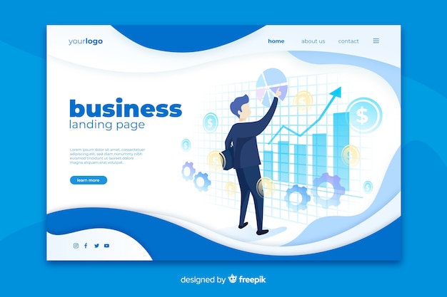 Business landing page with graph