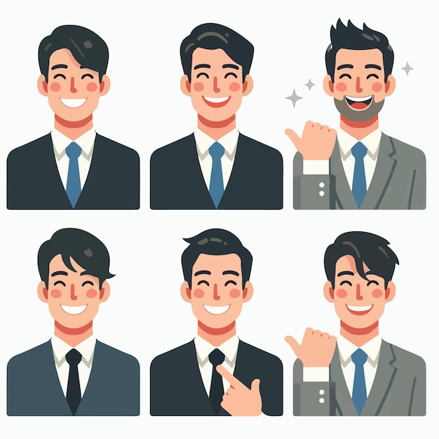 Vector business man avatars vector set