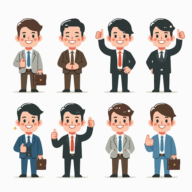 Vector business man avatars vector set