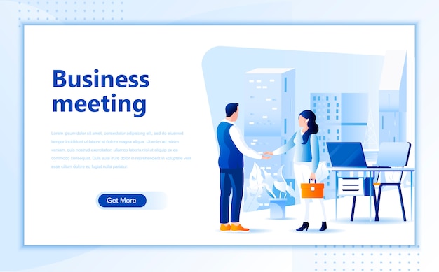 Vector business meeting landing page template of homepage