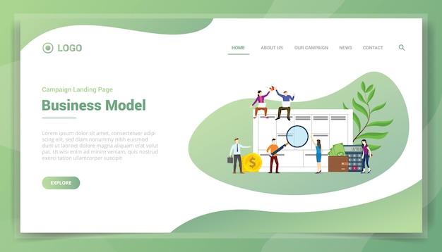 Vector business model business concept for website template landing homepage vector illustration