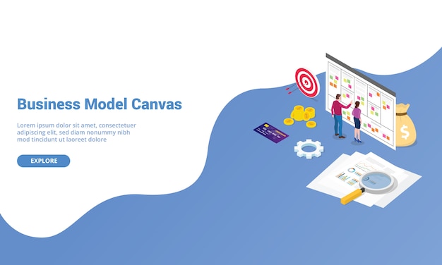 Business model canvas concept for website template landing homepage