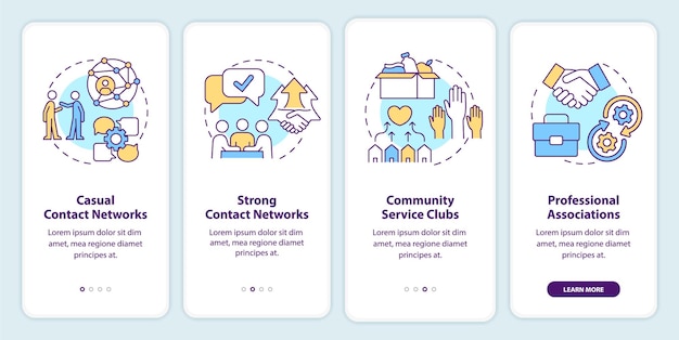 Business networking groups onboarding mobile app screen