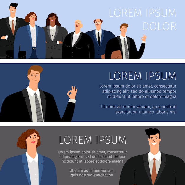 Vector business people cartoon banners