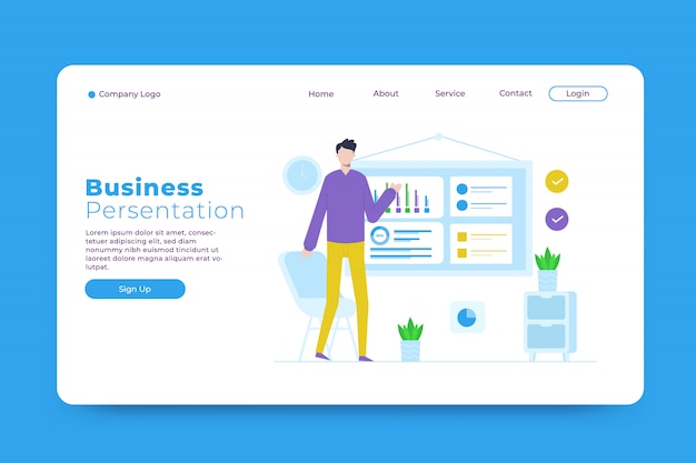 Business presentation landing page template