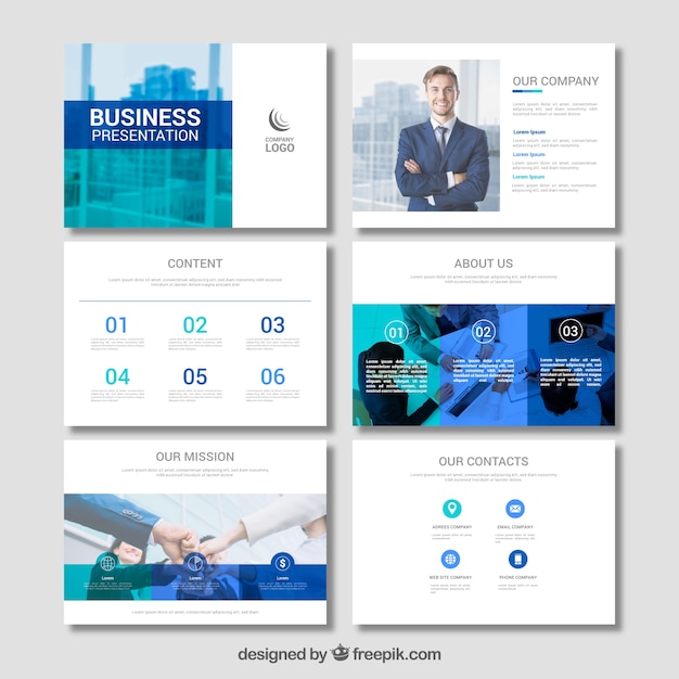 Vector business presentation template with photo