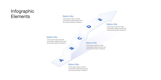 Vector business process chart infographics with 5 step arrows corporate workflow graphic elements company flowchart presentation slide vector info graphic in isometric design