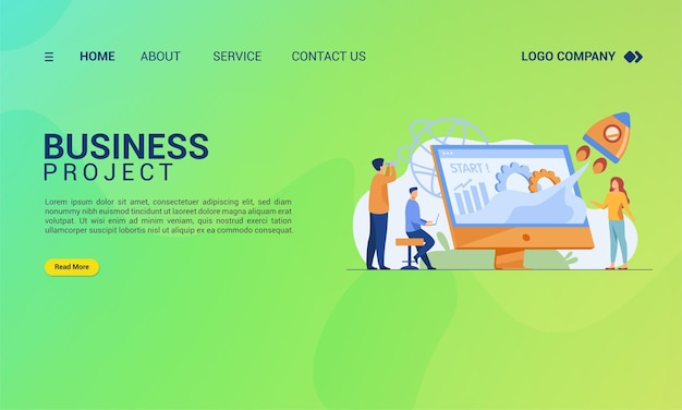 Vector business project landing page template