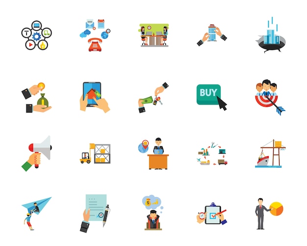 Business purchase icon set