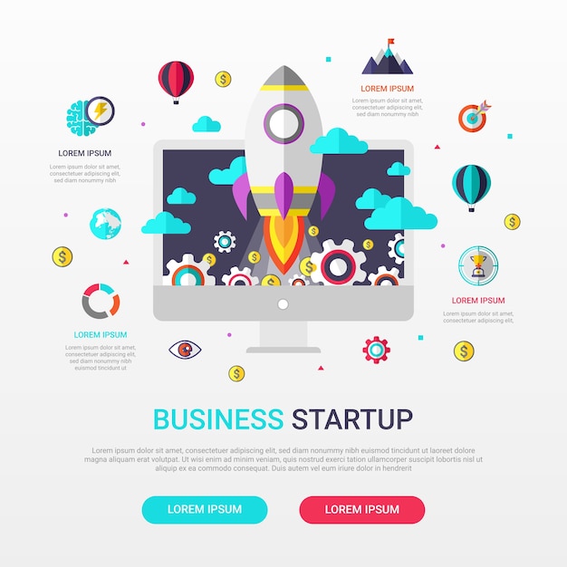 Business Startup infographic flat design banner