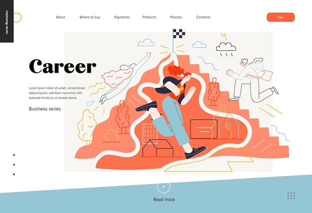 Vector business topics career web template header flat style modern outlined vector concept illustration