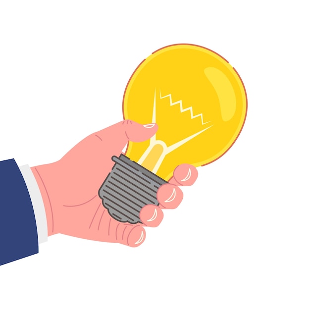 Businessman hand holding an idea lightbulb Vector illustrationxA