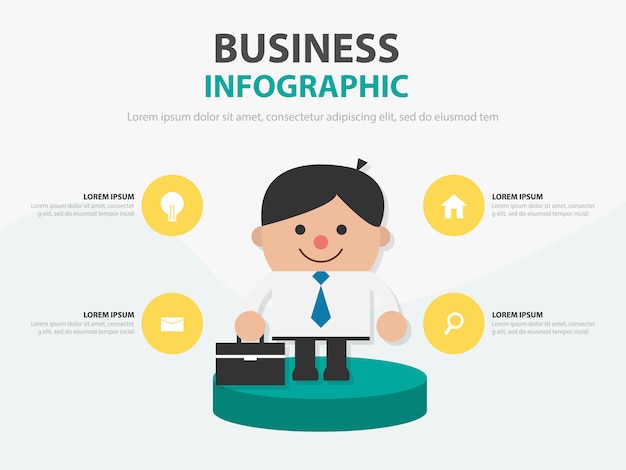 Vector businessman holding bag infographic presentation