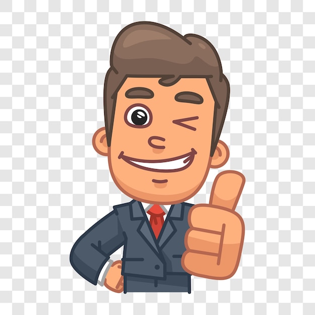 Businessman showing thumbs up and winking Funny character Vector character