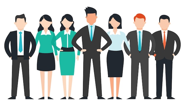 Vector businessman silhouette of diverse team standing together