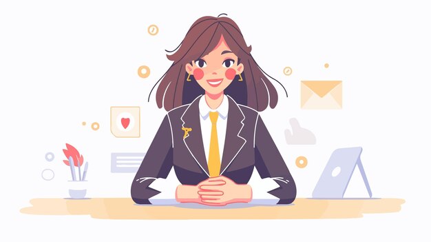 Vector businesswoman linear icon professional vector illustration for business concepts and presentations