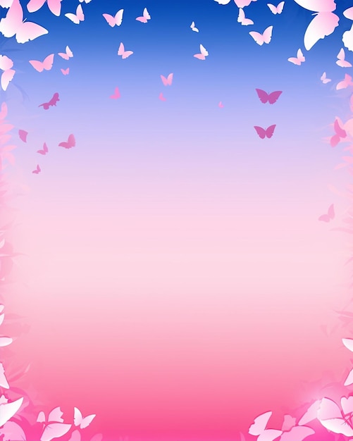 Vector butterflies on pink background in pink and blue