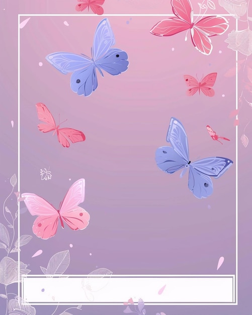 Vector butterflies in pink and blue flying