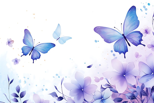 Butterfly Leaf Flowers Watercolor