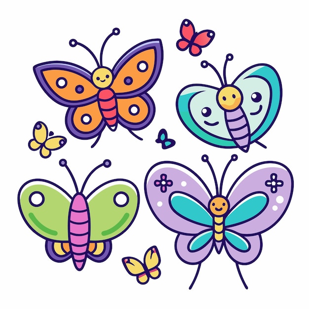 Butterfly set vector