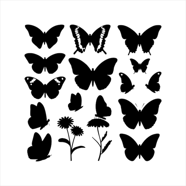 Vector butterfly silhouettes bundle collection