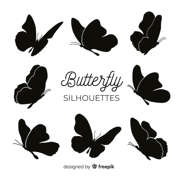 Vector butterfly silhouettes flying