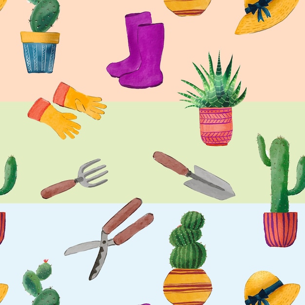 Cactus Watercolor Pattern