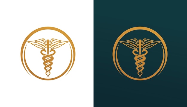 Caduceus medical logo design template