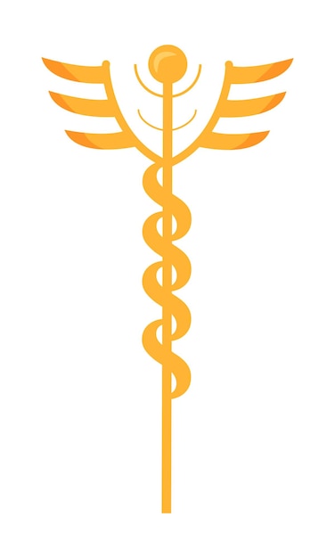 Caduceus semi flat color vector object