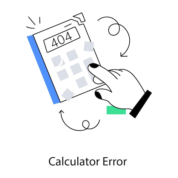 A calculator error is being held up by a hand.