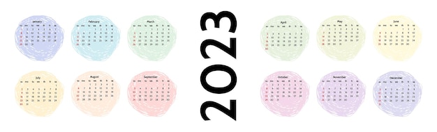 Calendar for 2023 isolated on a white background