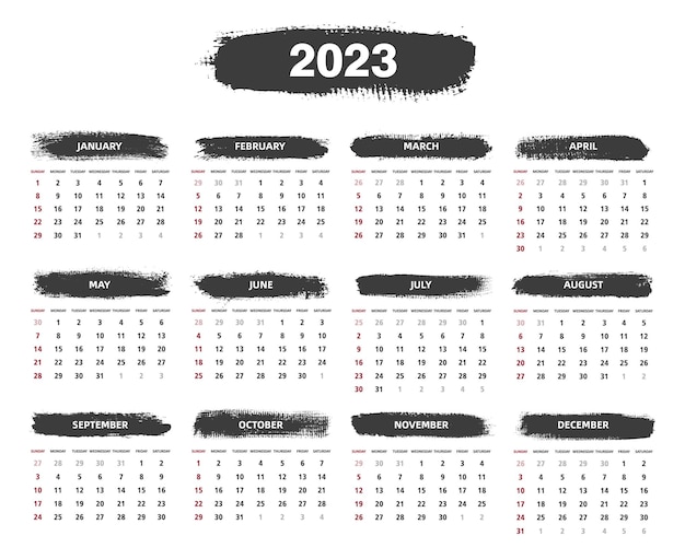 Calendar for 2023 year.