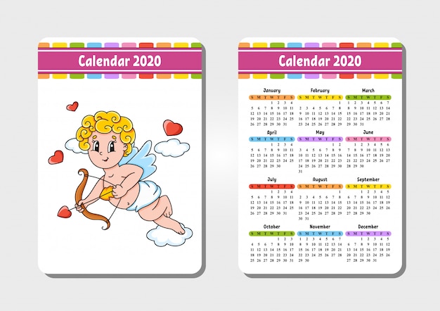 Calendar with a cute character. 