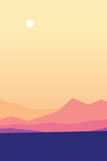 Vector a calm colorful mountains landscape layer design