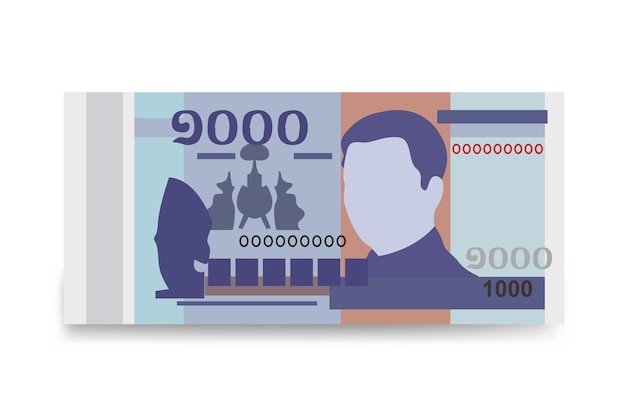 Cambodjaanse Riel Vector Illustratie Cambodja geld set bundel bankbiljetten Papiergeld 1000 KHR