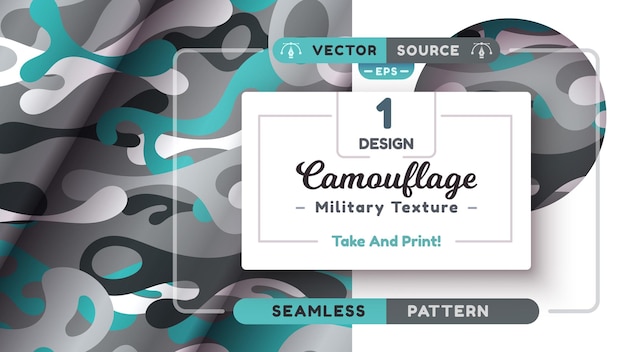 Camouflage seamless pattern military texture war fabric