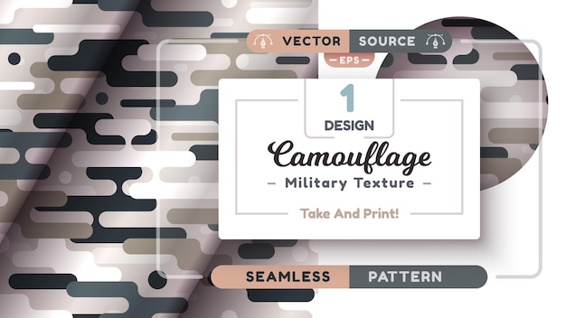 Camouflage seamless pattern military texture war fabric