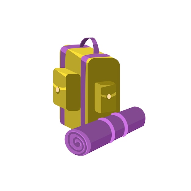 Camping Backpack. Flat Vector Illustration composition travel collection