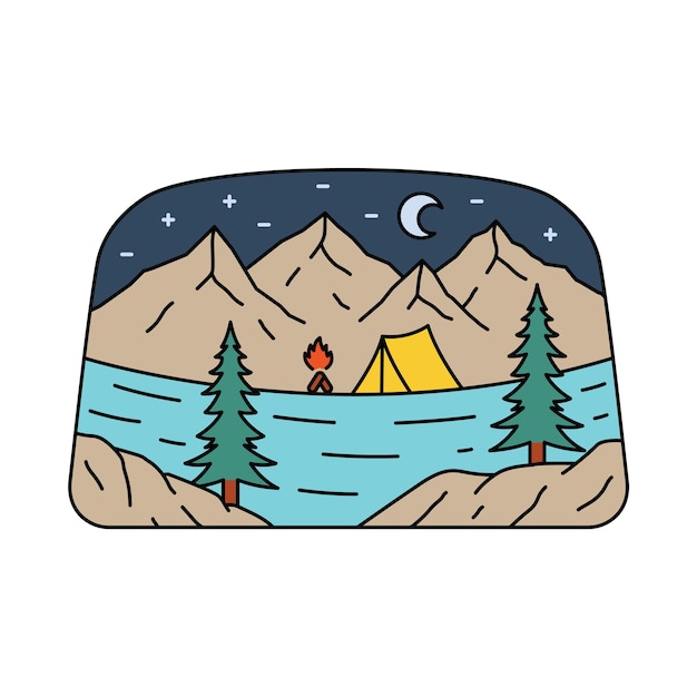 Camping at beauty night graphic illustration vector art tshirt design