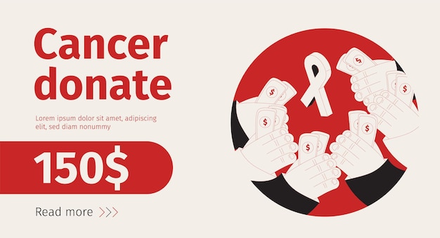 Cancer donate isometric banner