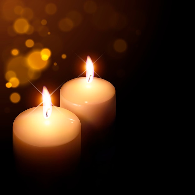 Vector candles on a dark background