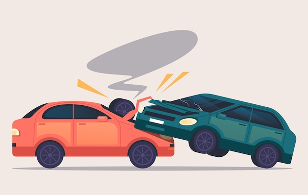 Vector car insurance accident road crash design element vector illustration concept