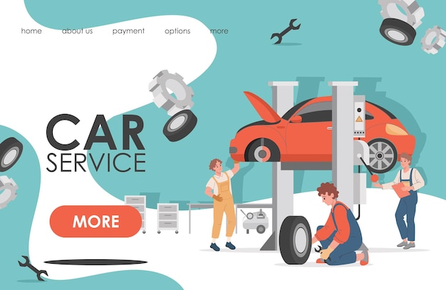 Vector car service landing page illustration design