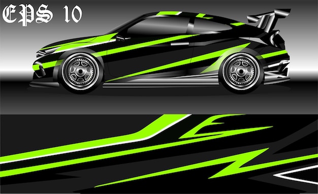 Vector car wrap design. livery design for racing car. sedan, hatchback. vector format.