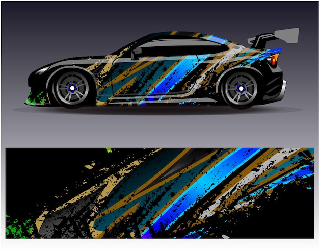 Vector car wrap design vectorgraphic abstract stripe racing background designs for vehicle rally race