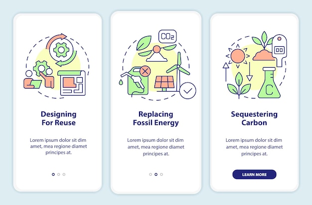 Carbon removal strategies onboarding mobile app screen