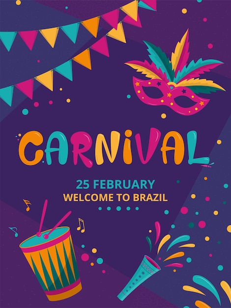 Carnival vertical poster  with dark background