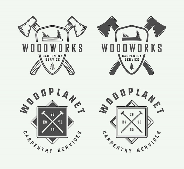 carpentry, woodwork badges, emblems 