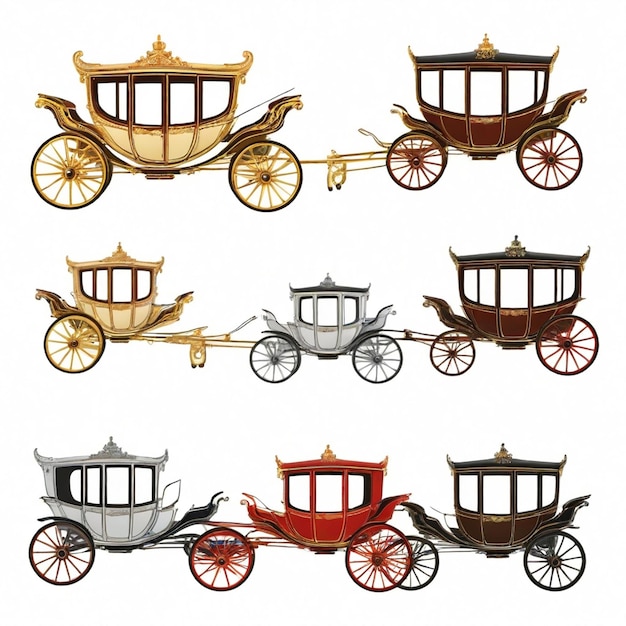 Vector carriage vector set white background isolated