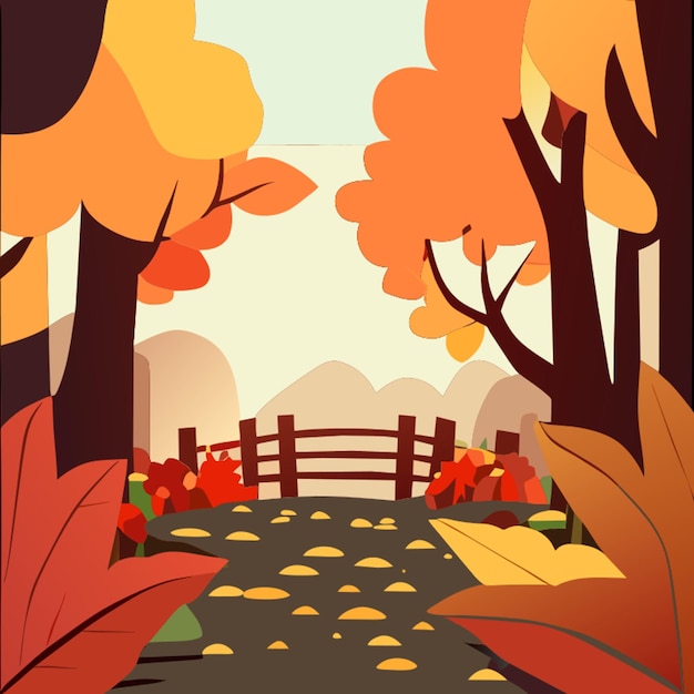 cartoon autumn leaves frame bordering empty sqaure with an empty sign at the top vector